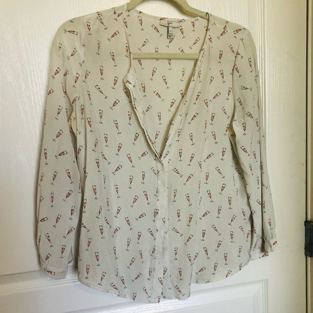 Joie sparkling rosé button down 100% silk